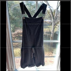 grey overalls , sweatshirt material